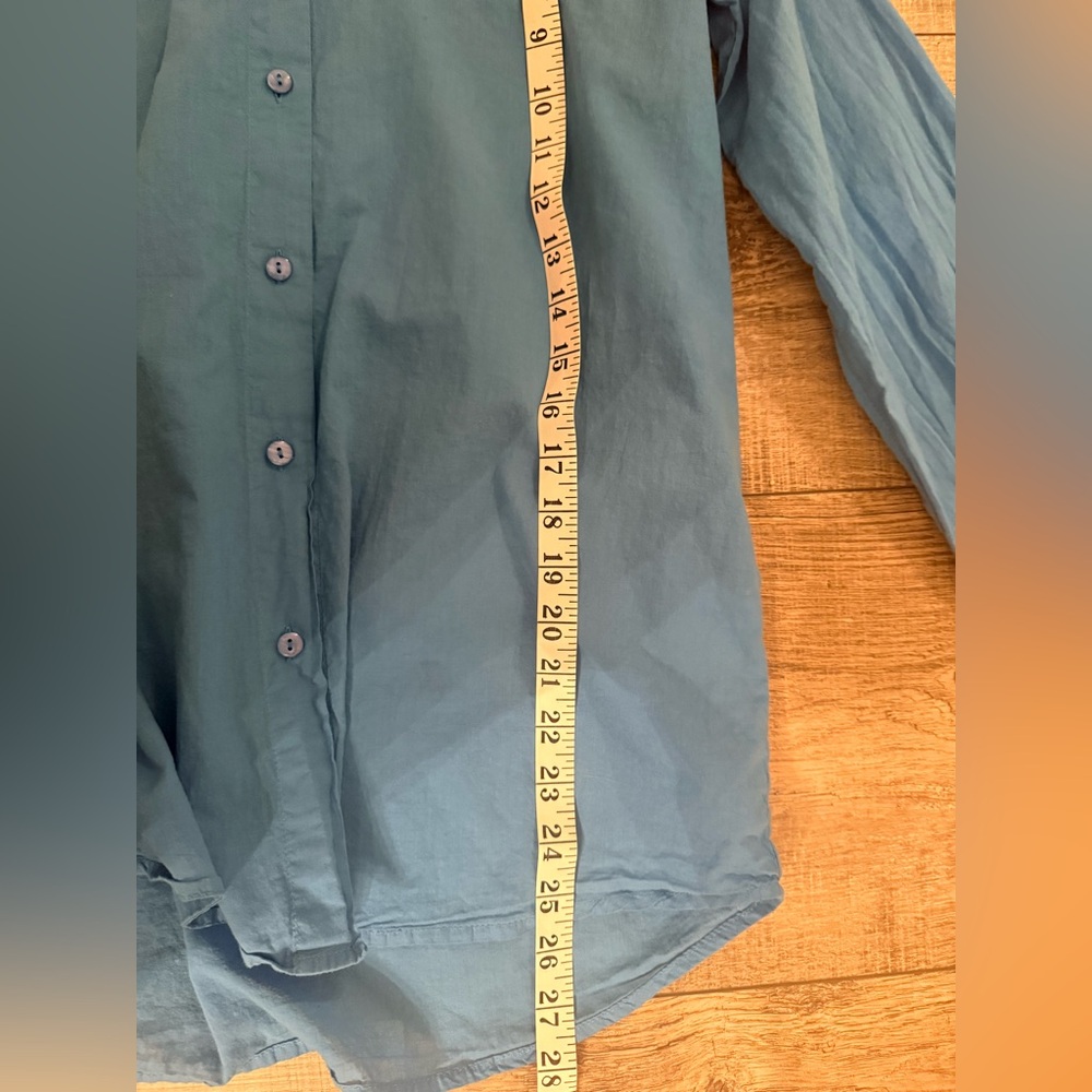 Kule Cotton Button Down Blouse Small Blue - Picture 6 of 7